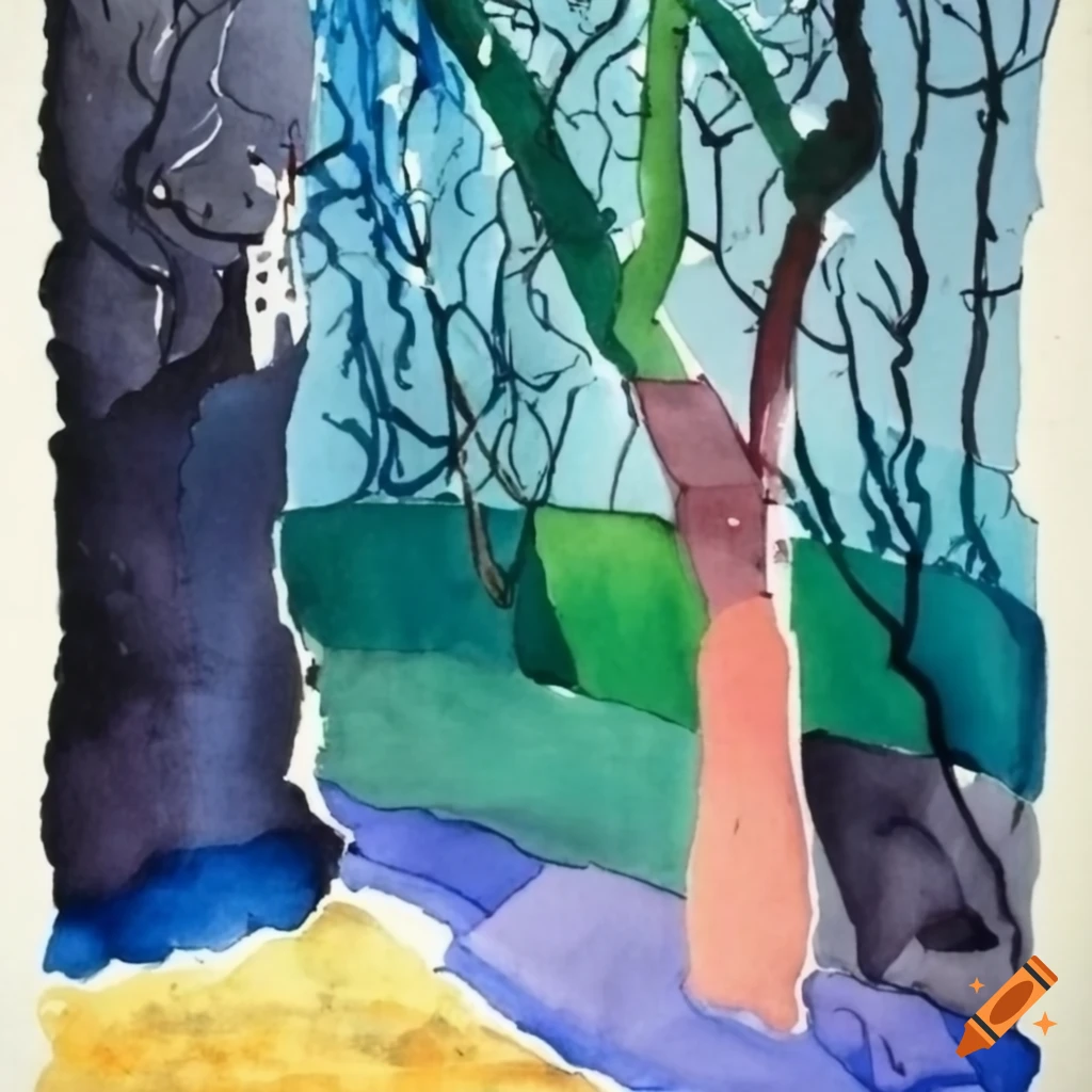 watercolor and ink painting by Georges Braque and David Hockney