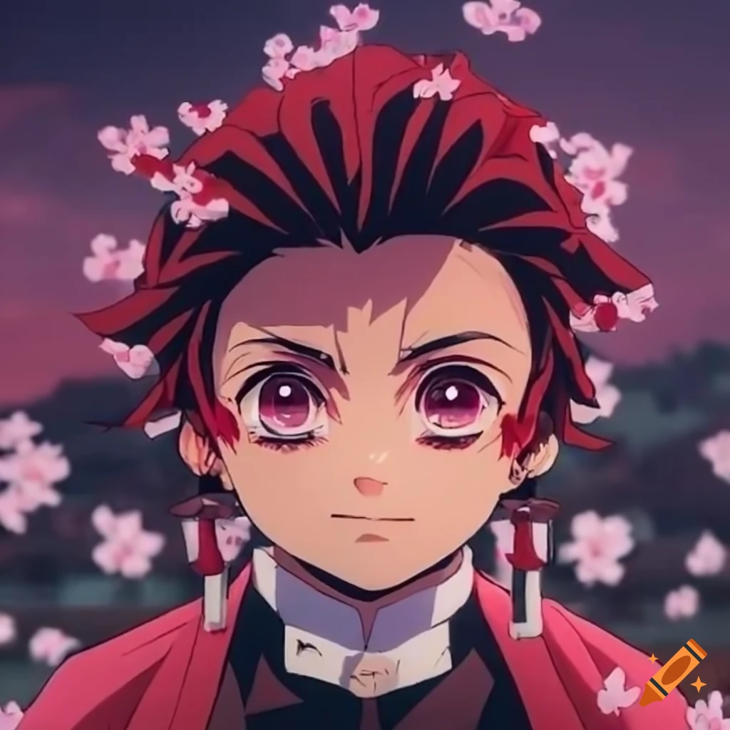 image of Kamado Tanjiro under cherry blossom