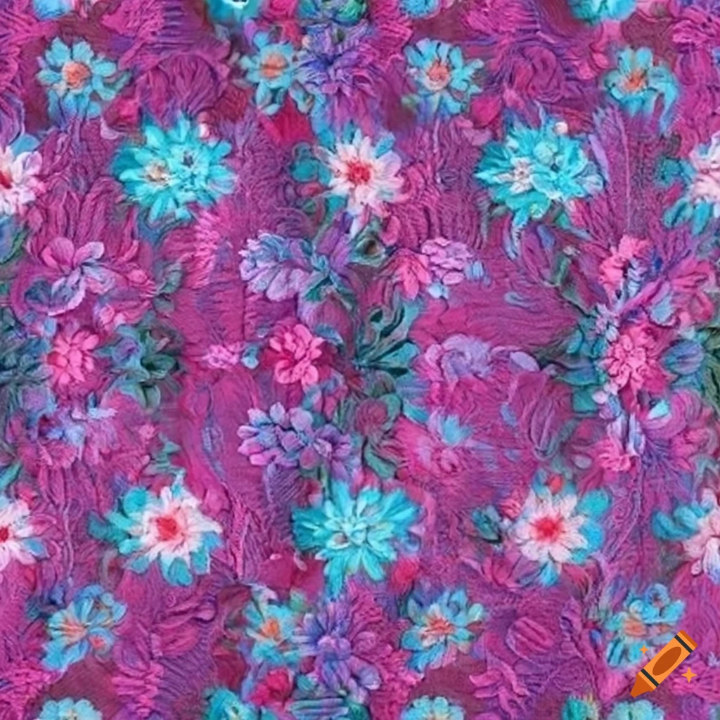 seamless 3D embroidered flower pattern