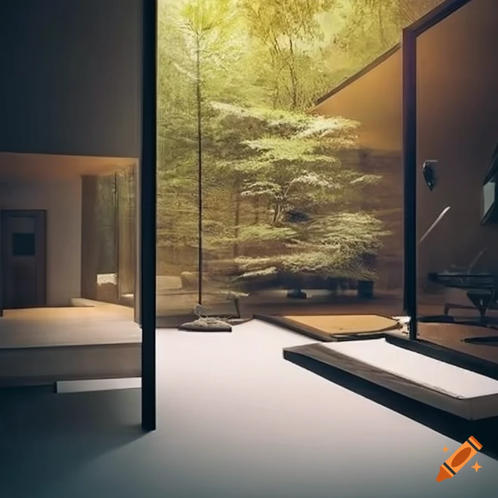 zen garden inside a cabin