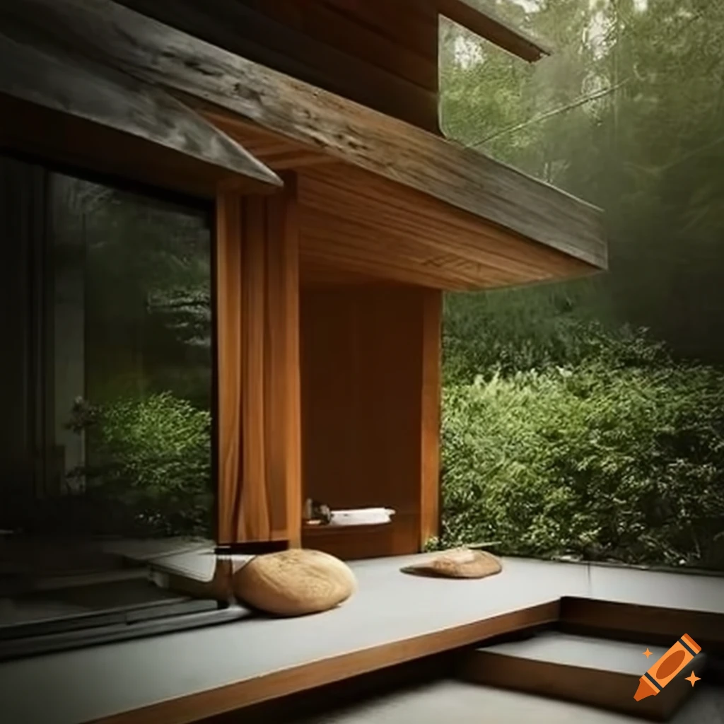 minimalist zen garden in a cabin