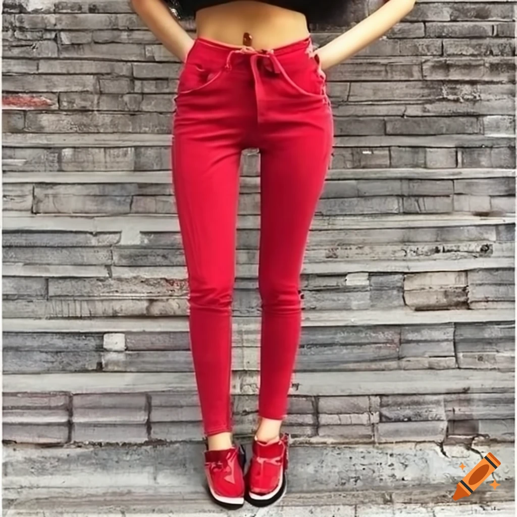 Red Skinny Jeans And Crop Top Outfit On Craiyon 6234