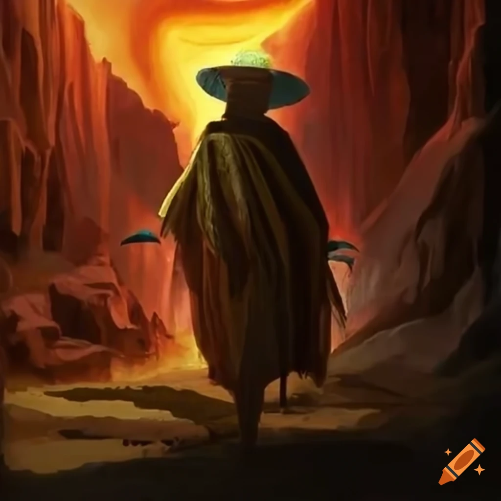 mysterious figure in a canyon street