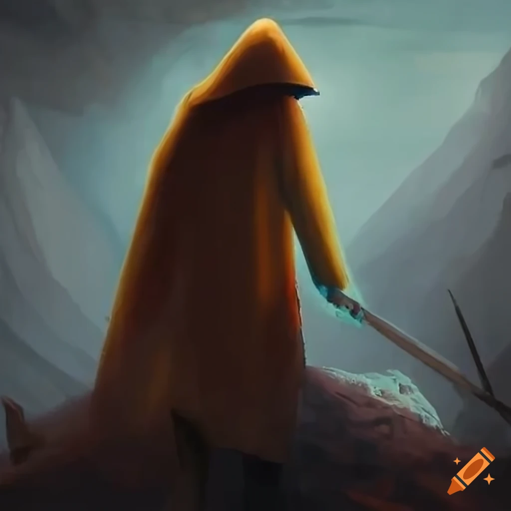 mysterious figure in a canyon street