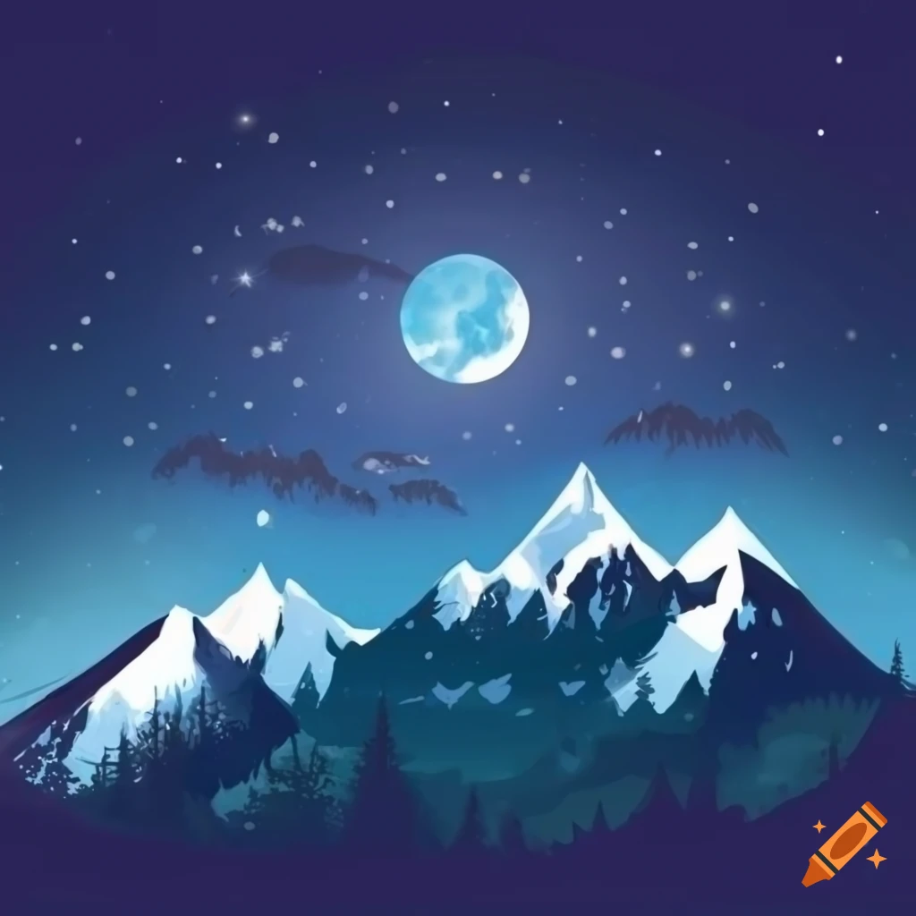 illustration of a scientist and a mathematician couple in a snowy mountain landscape