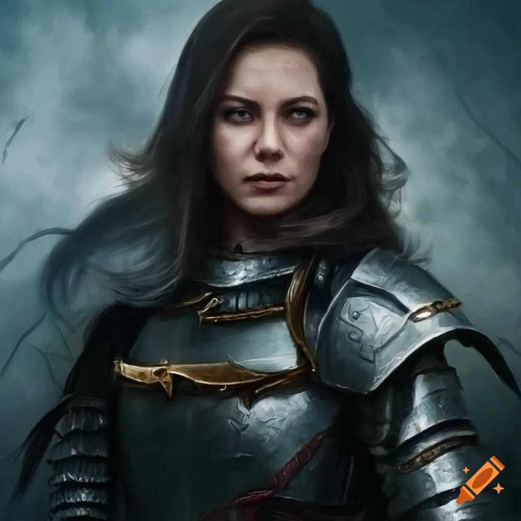 Hyper realistic artwork of a female warrior in fog on Craiyon