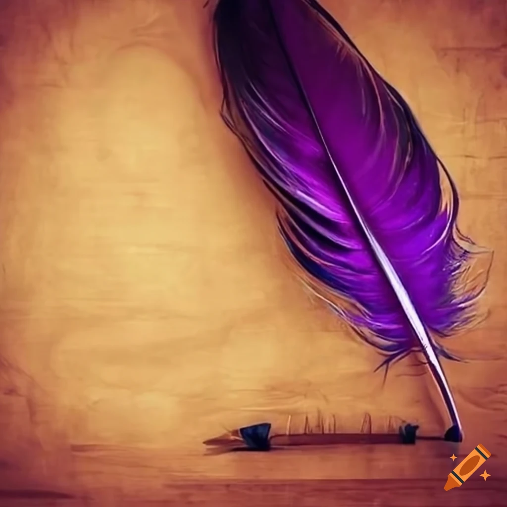 purple feather writing on a scroll
