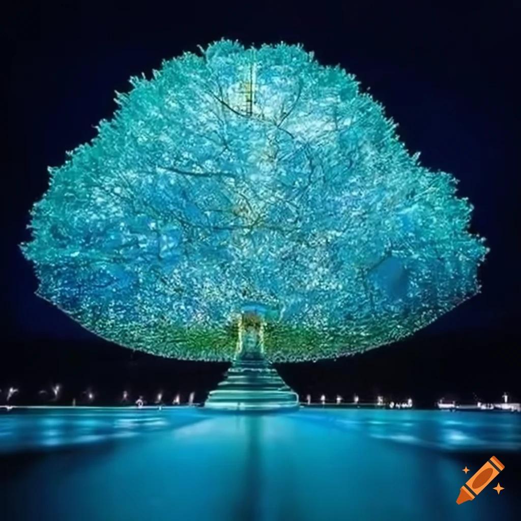 glass sculpture of a giant tree