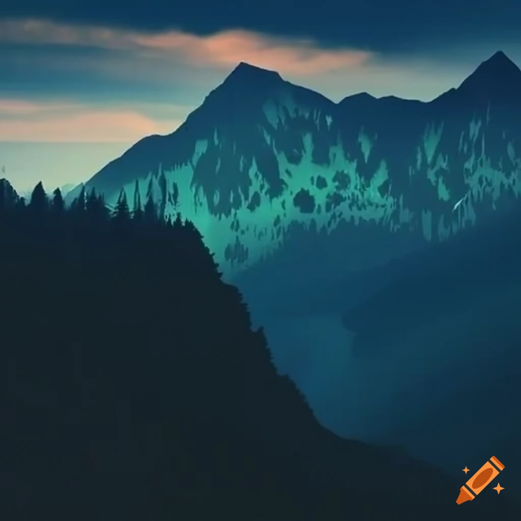 mountains in the rain