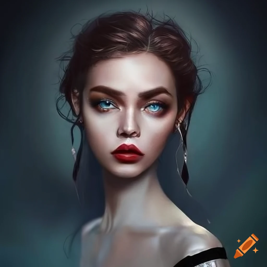 intricate artwork of a stylish woman in a crop top