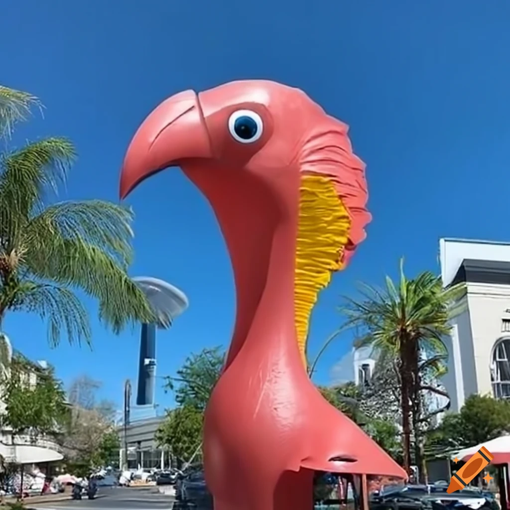 Plastic bird sculpture on Rodeo Drive on Craiyon