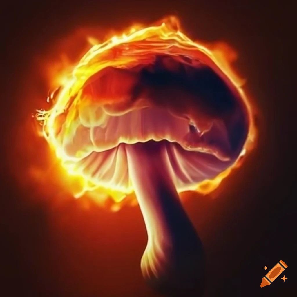 image of a burning mushroom-shaped sun plasma