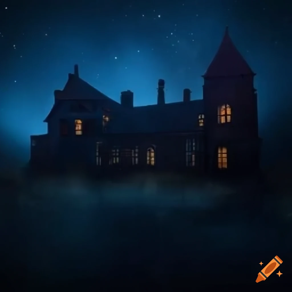 night view of an abandoned town under starry sky