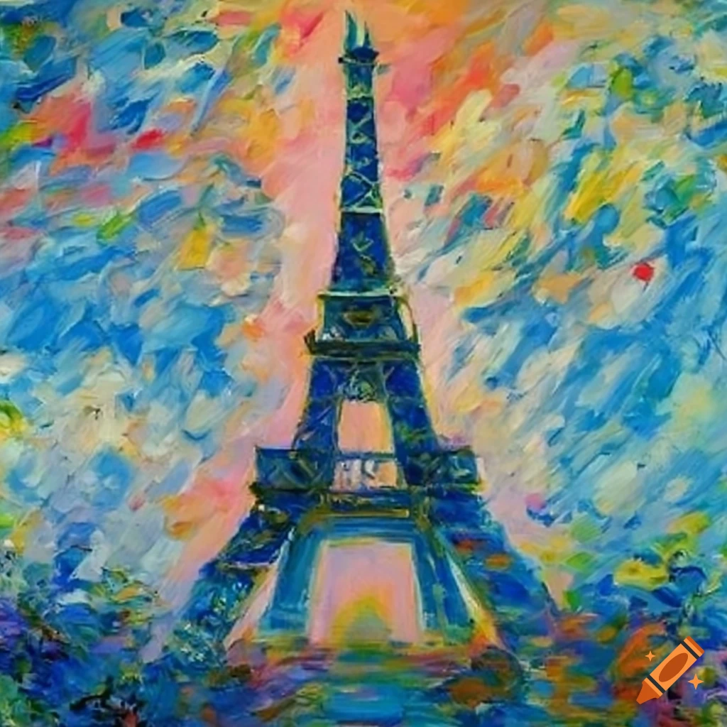 impressionist style painting of the Eiffel Tower