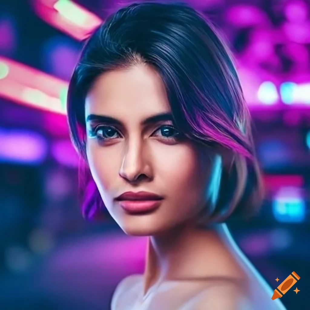 Closeup portrait of a stunning indian female supermodel on Craiyon