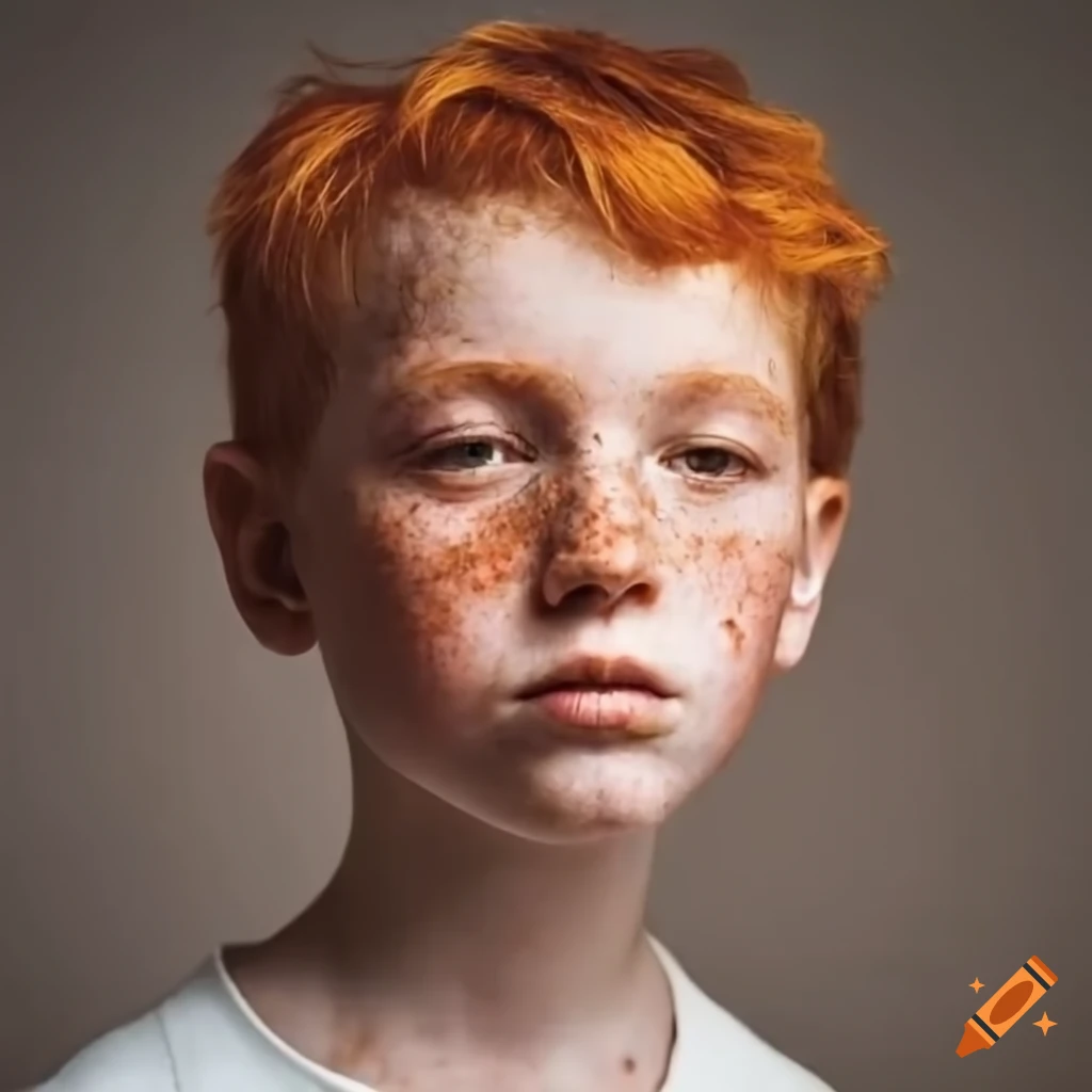 teenage boy with big ears and freckles in a classroom