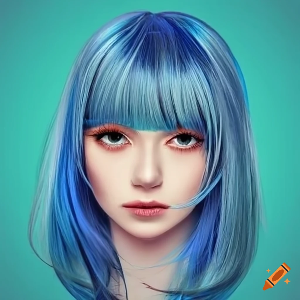 girl with blue hair and bangs style