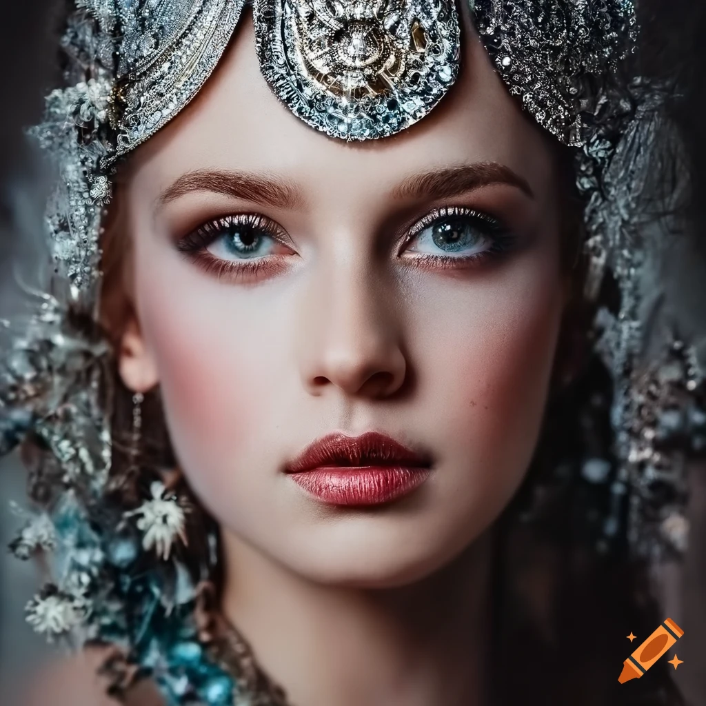 hyper-detailed portrait of a goddess with intense gaze