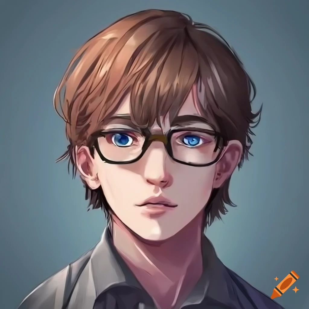anime-style drawing of a nerdy mathematician