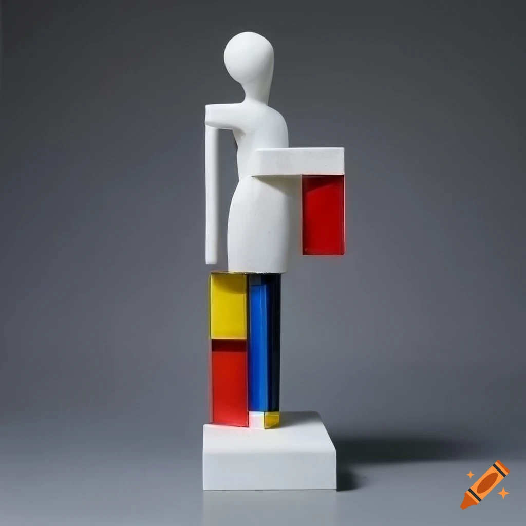 De Stijl inspired sculpture with geometric shapes and
