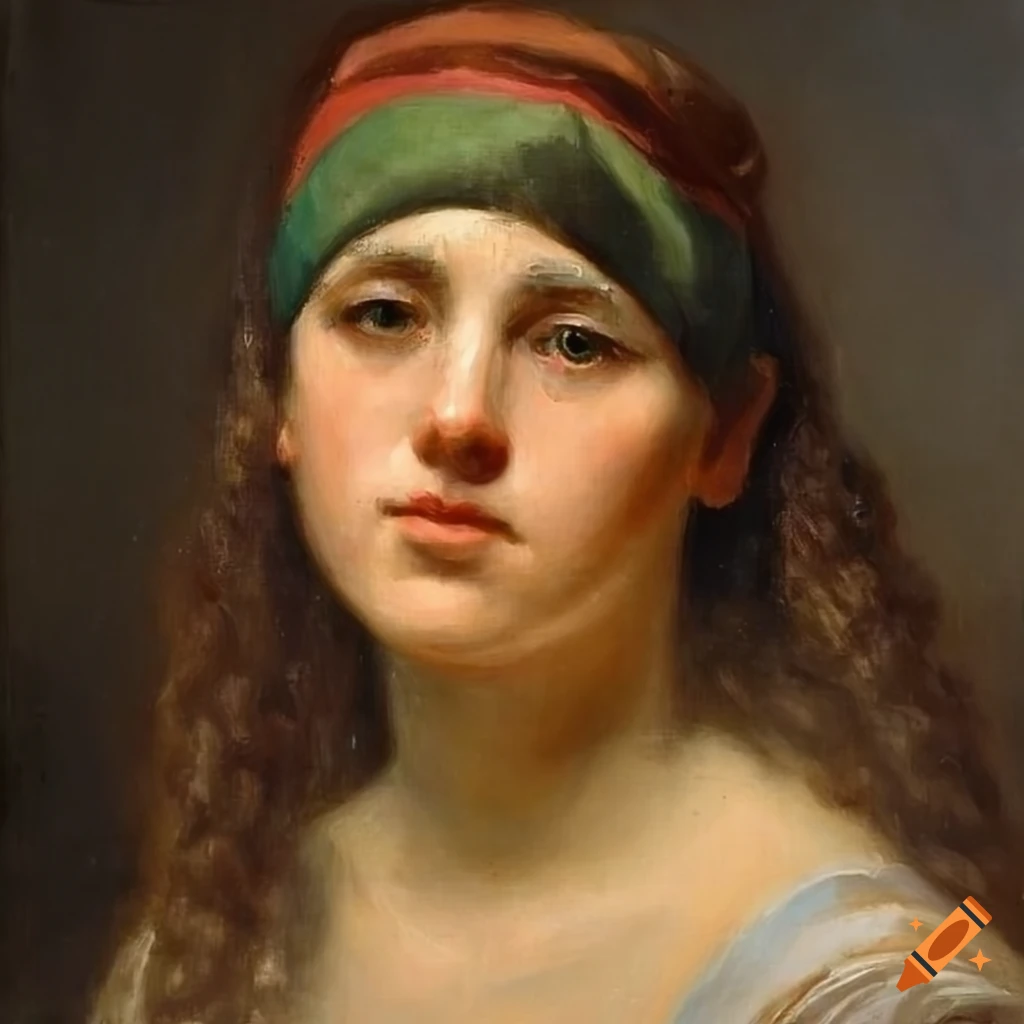 Baroque painting of a young peasant woman with a bandana on Craiyon