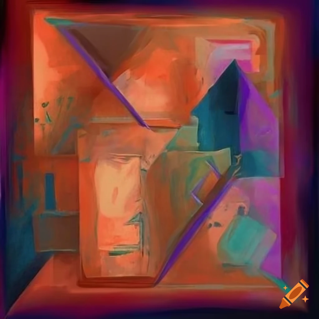 vibrant cubist artwork with copper tones