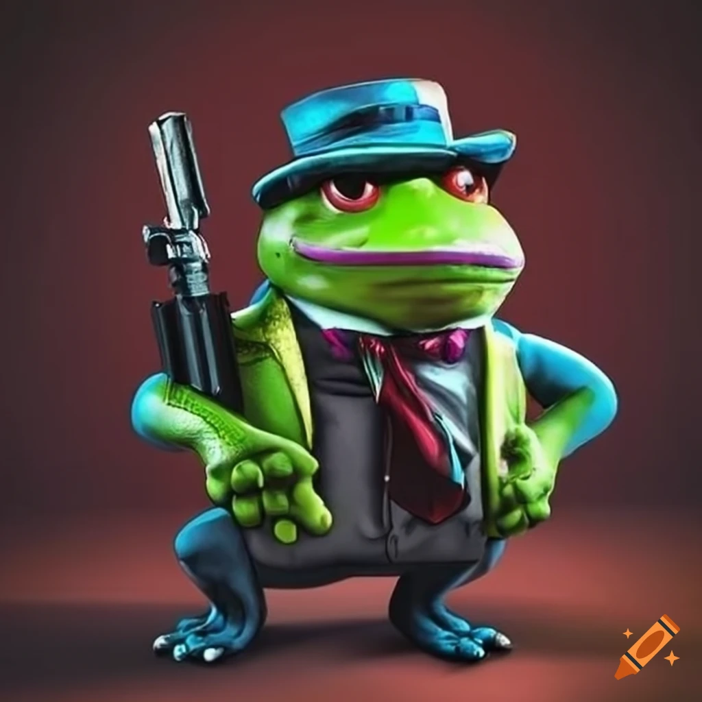 Image of a gangster frog on Craiyon