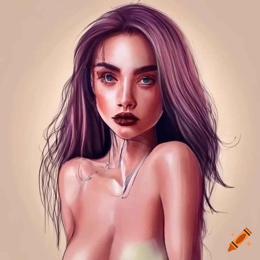 detailed sketch of a woman with an hourglass figure