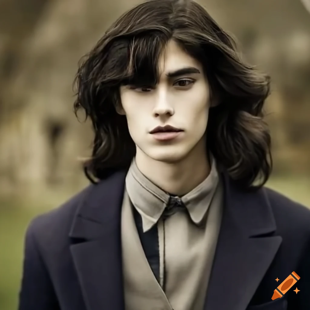 portrait of a handsome man with black hair and black eyes