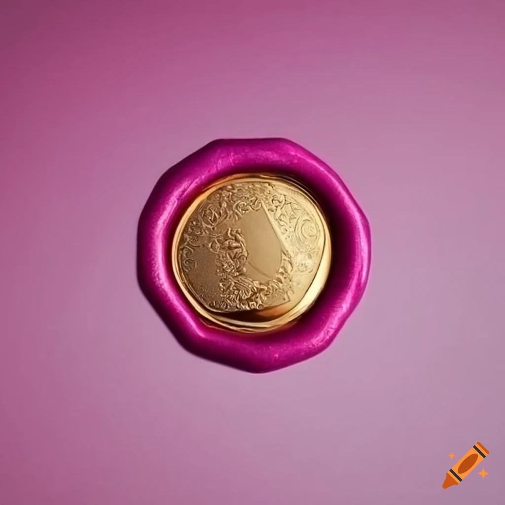white, gold and fuchsia pink diamond-shaped wax seal