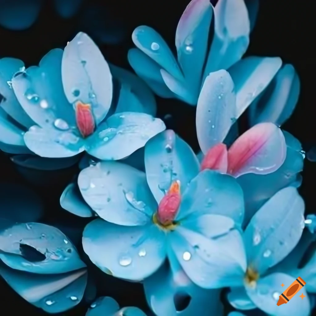 textured pastel flowers with water droplets