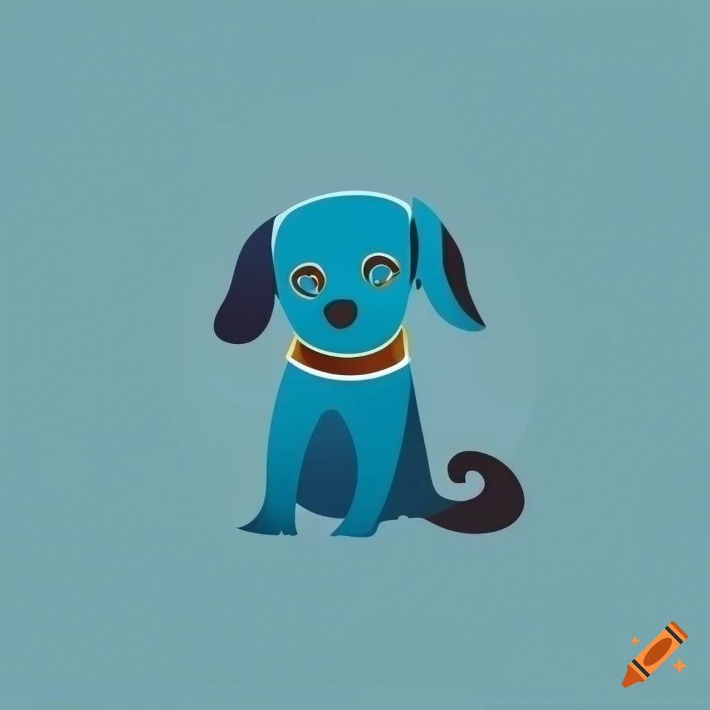 blue dog sitting in minimalist vector logo