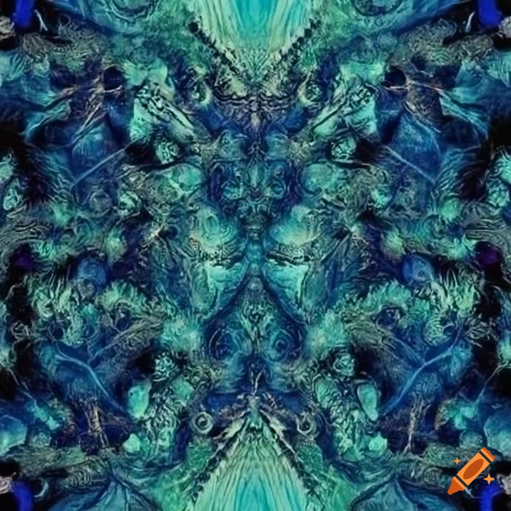 Surrealistic indigo and jade pattern