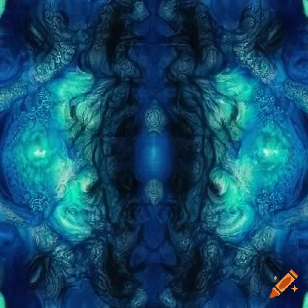Surrealistic indigo and jade pattern on Craiyon