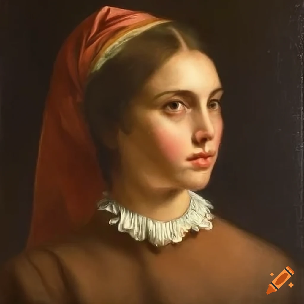 oil painting of a young woman and girl with bandanas on Craiyon