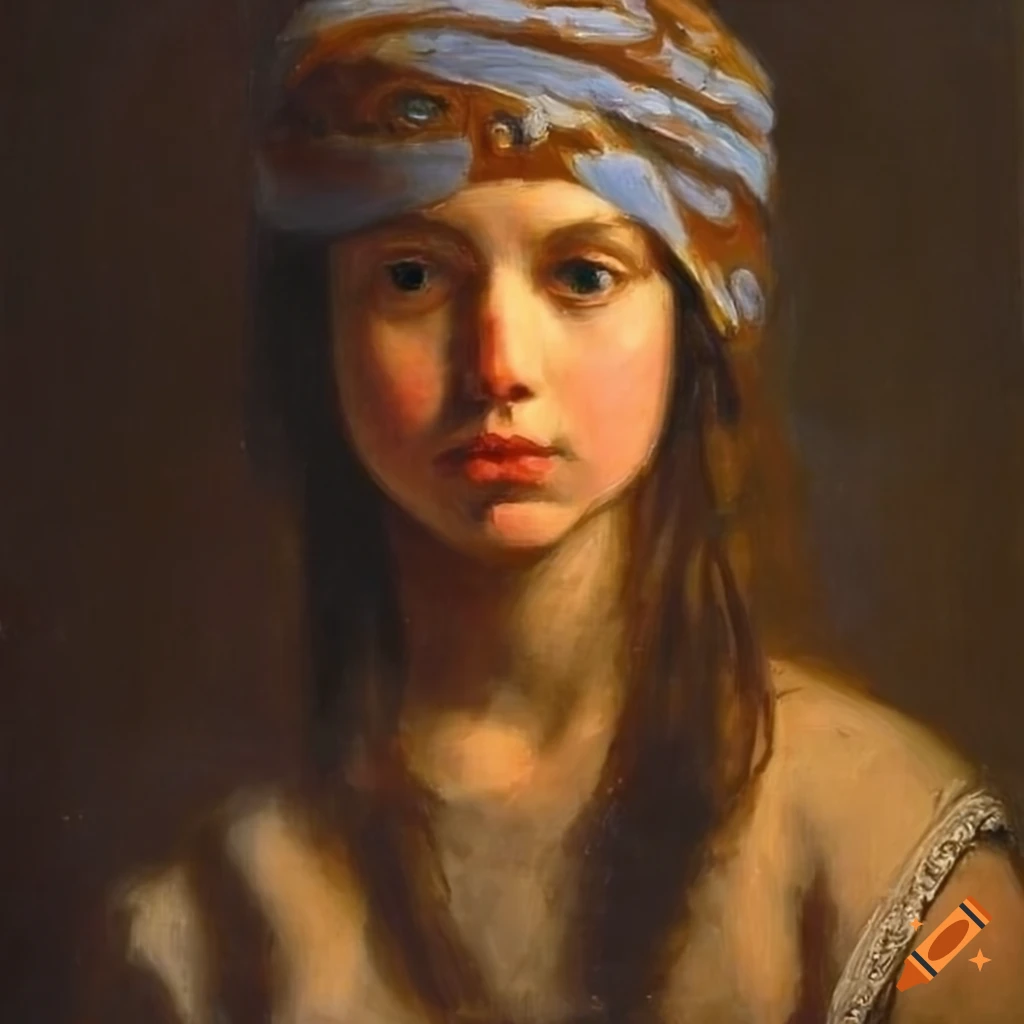 painting of two women with bandanas and long hair on Craiyon