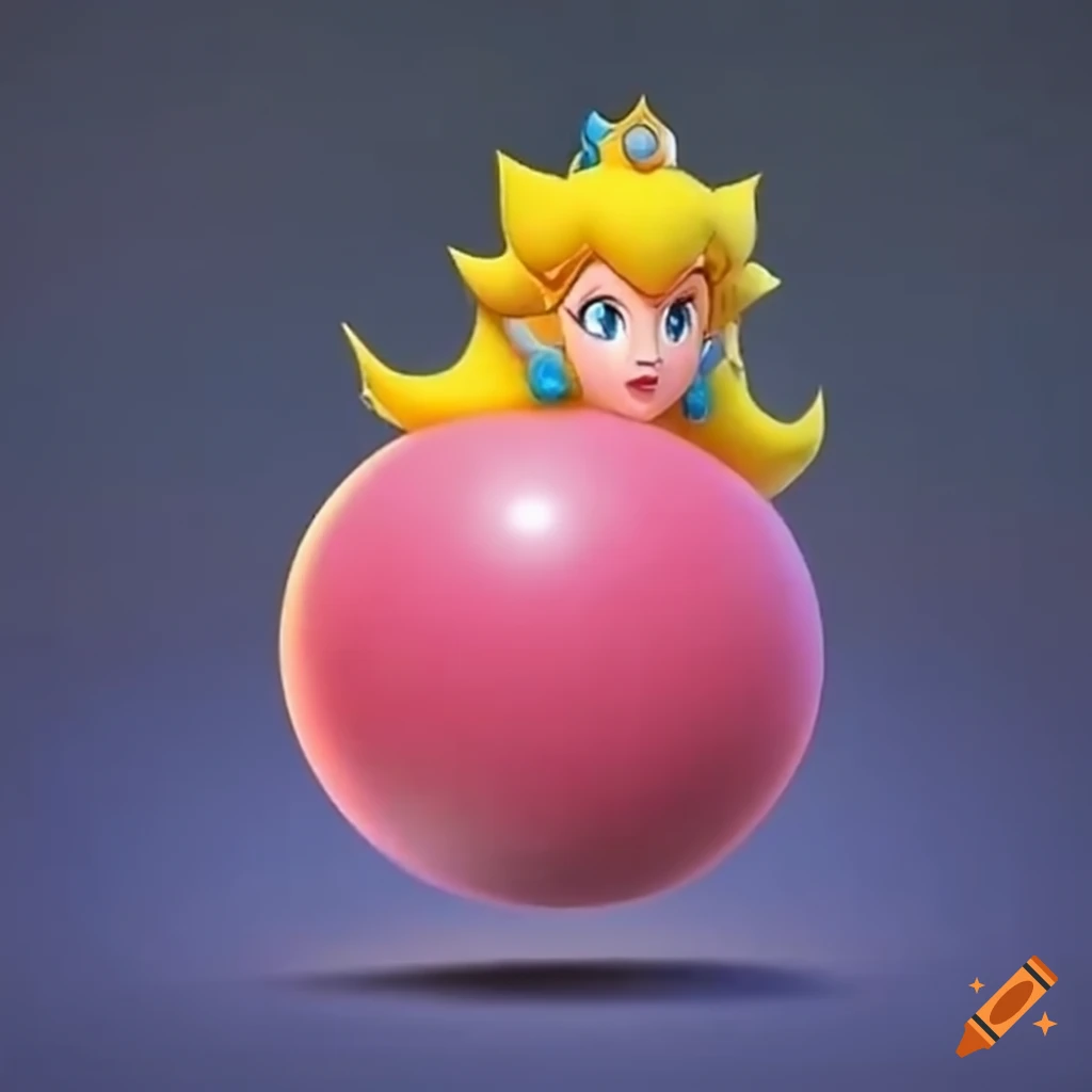Princess Peach in a giant rubber ball