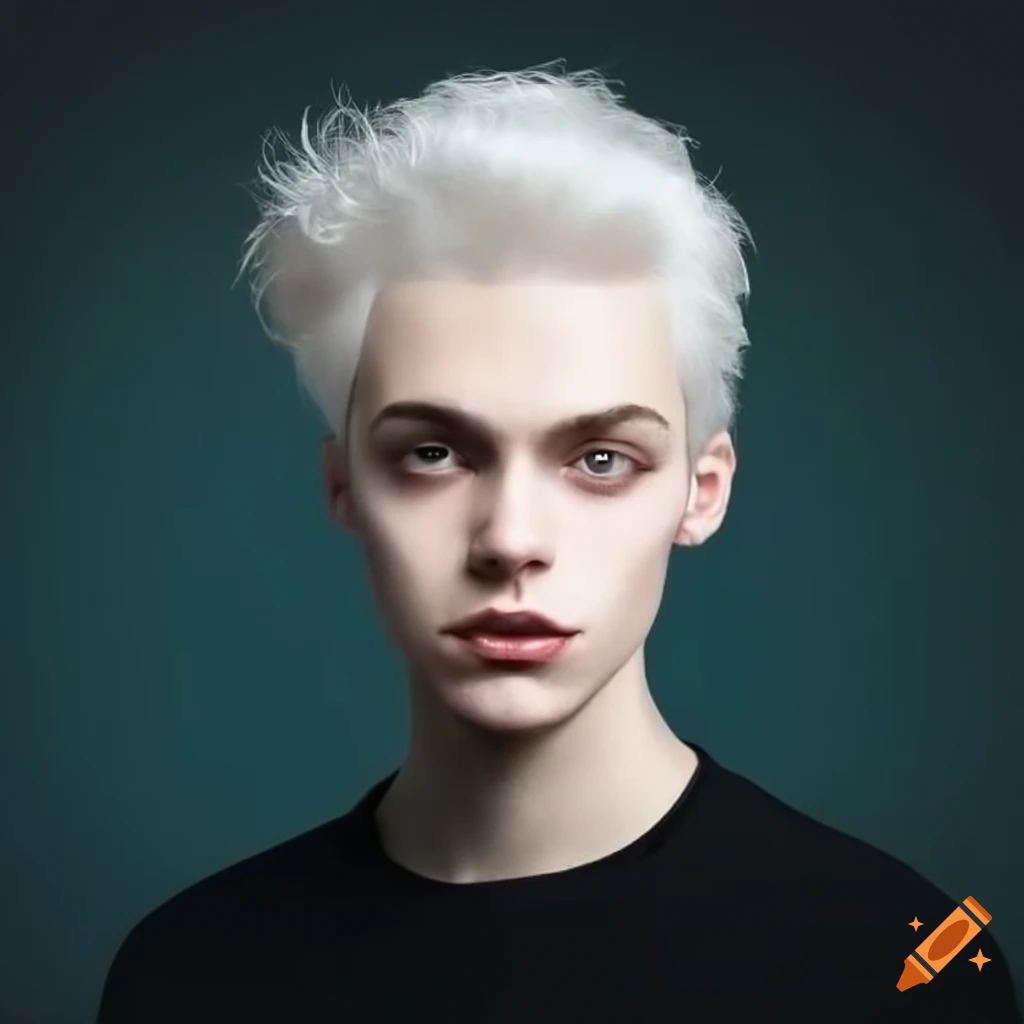 platinum-haired handsome young man portrait