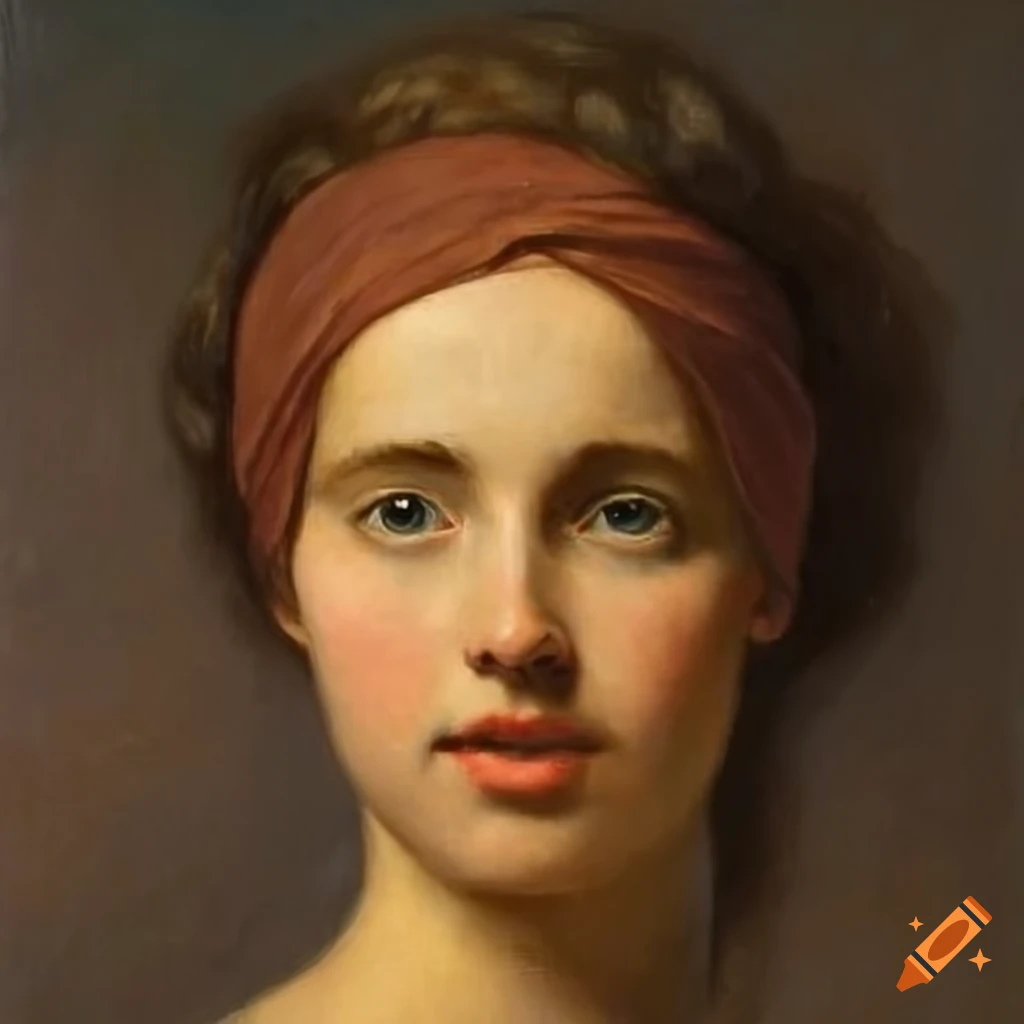 Painting of a young woman and girl with a bandana and long hair on Craiyon
