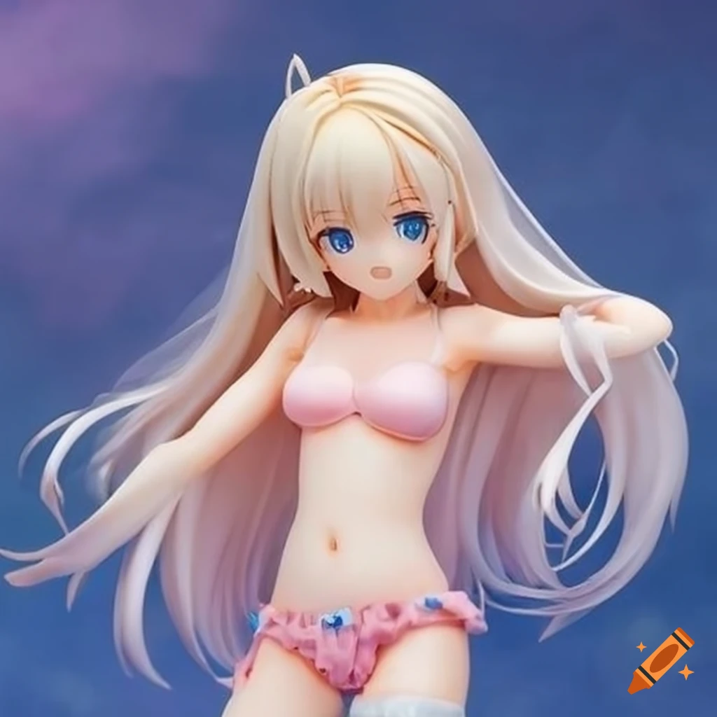anime-style figure of a baby with long blonde hair and blue eyes
