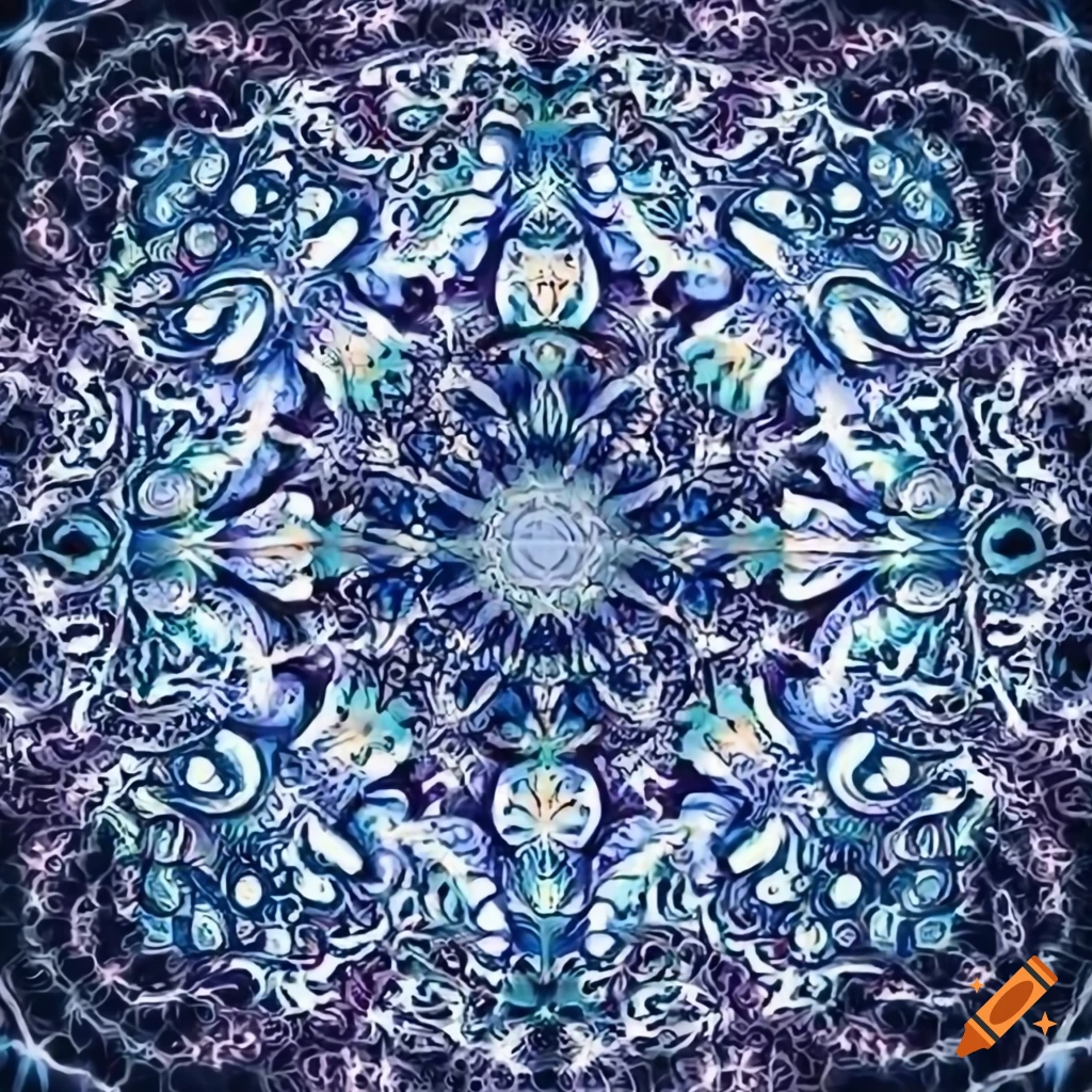 blue line mandala on white background