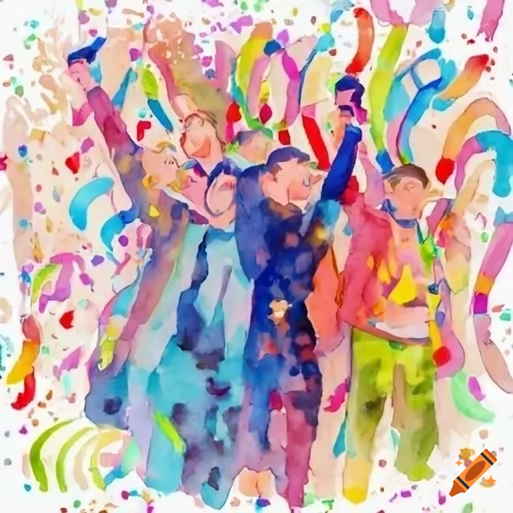 vibrant scene of people celebrating election victory