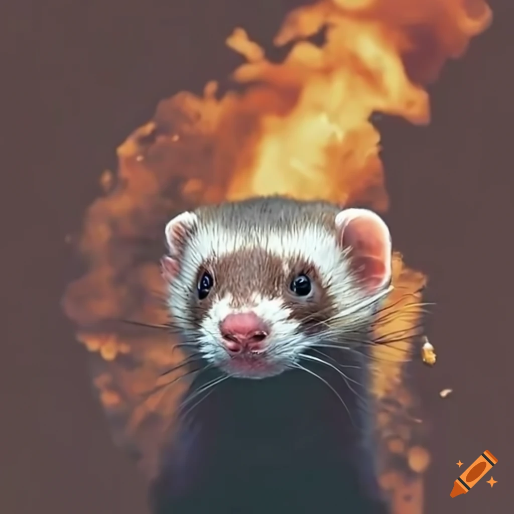 Satirical image of a smoking ferret in an explosion on Craiyon