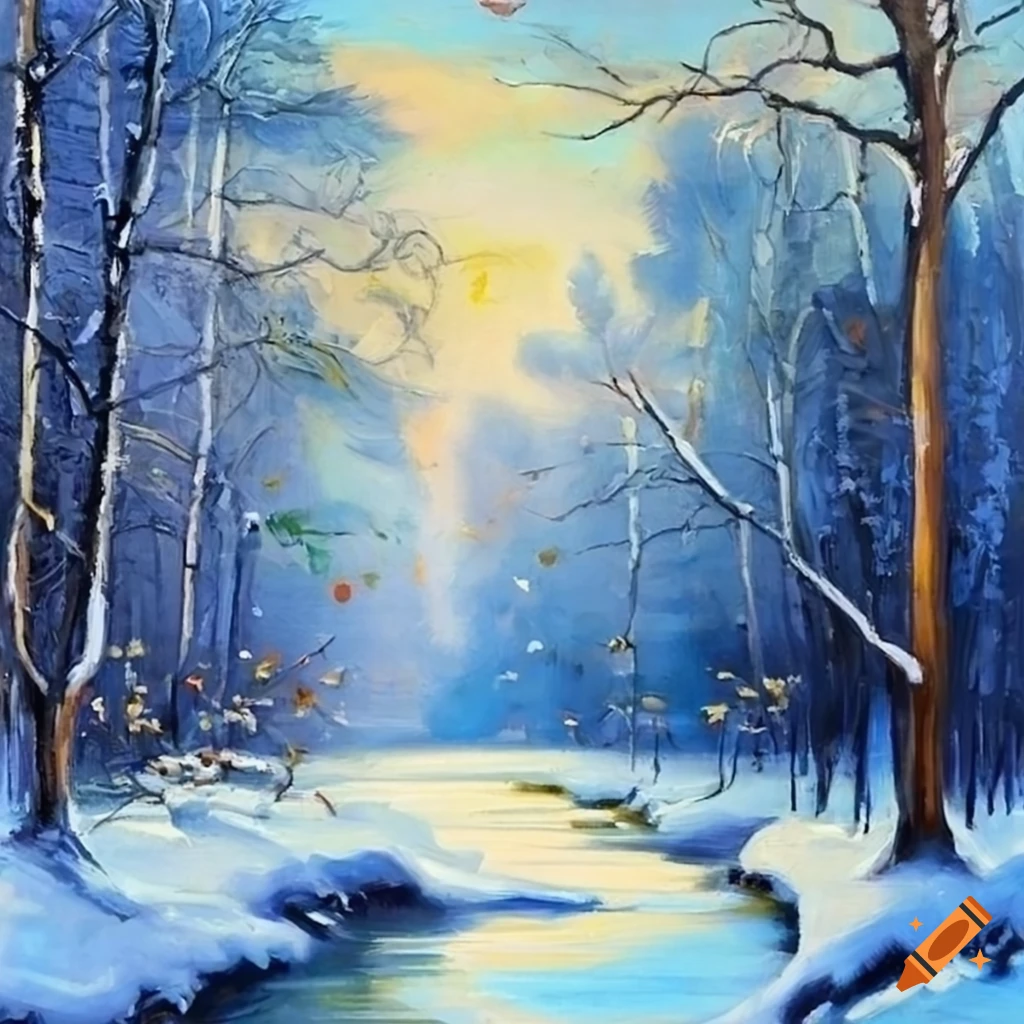 winter scene in oil painting style