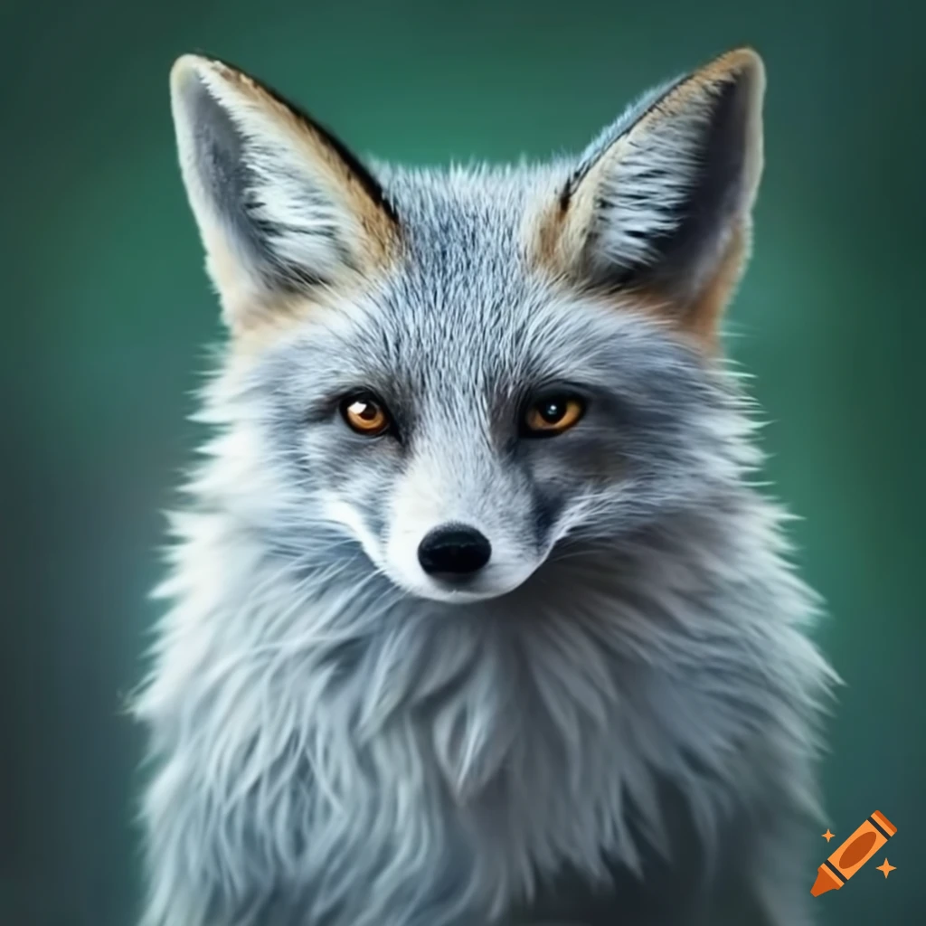 cute silver fox with honey eyes