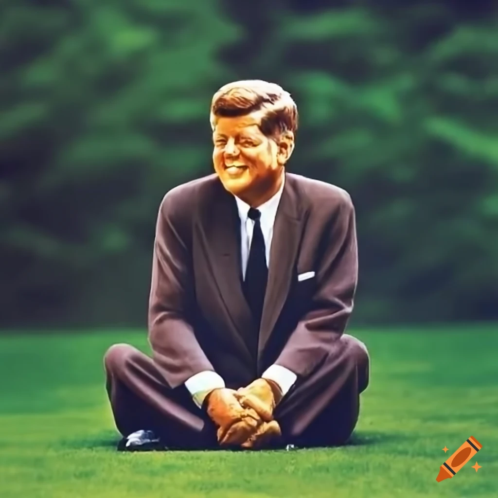John F. Kennedy relaxing on a lawn