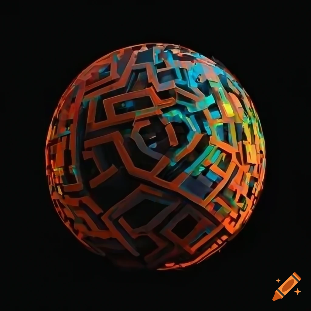 Ultra detailed digital illustration of a sphere maze toy on Craiyon
