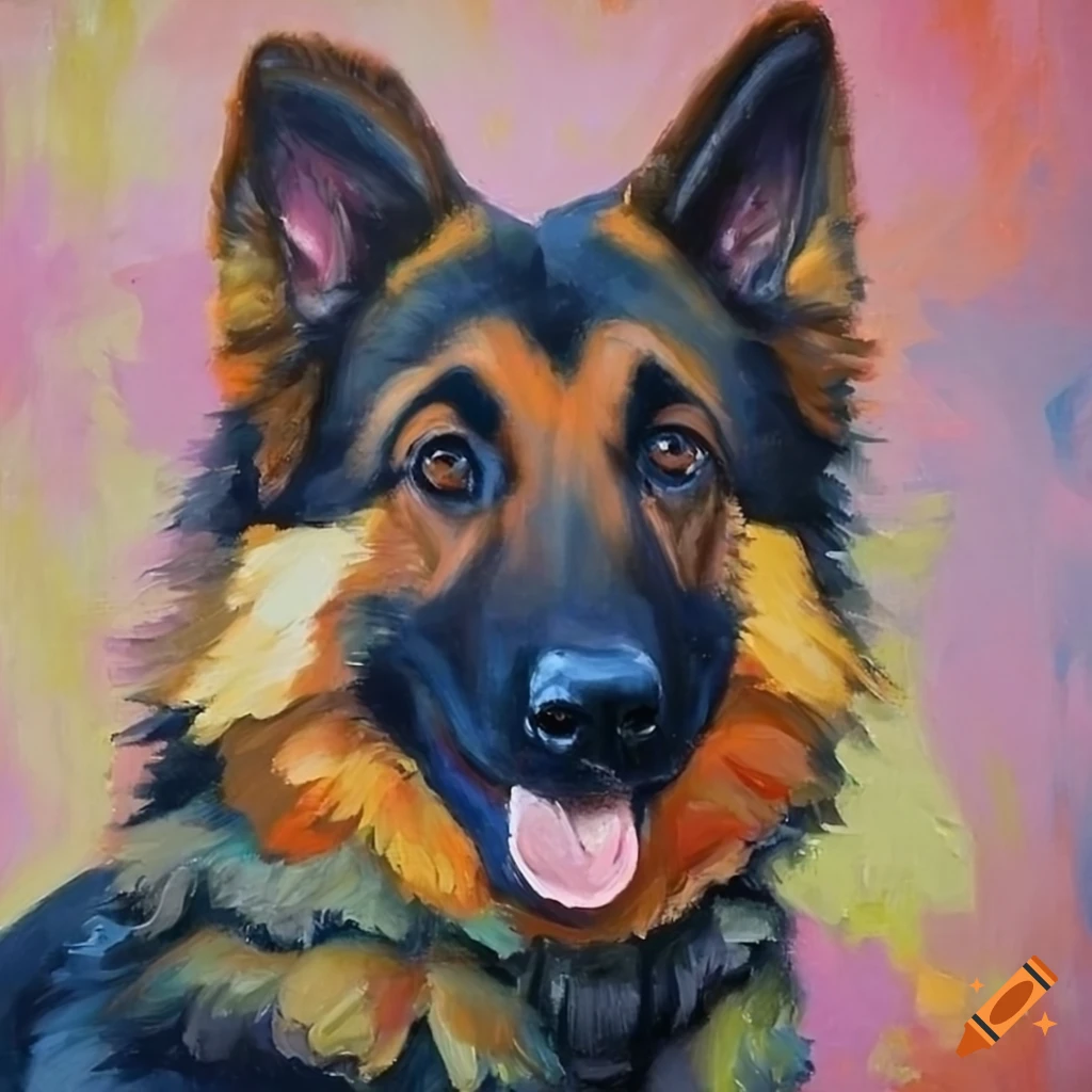 German shepherd oil painting on Craiyon