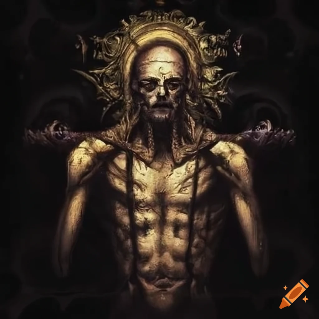 Artwork of a warpstorm with alchemy and the hanged man on Craiyon