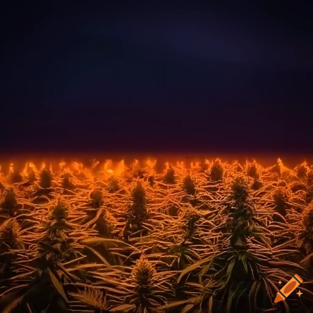 neon sign illuminating cannabis field with Indiana outline